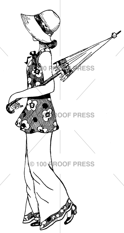 6371 lady with umbrella and hat