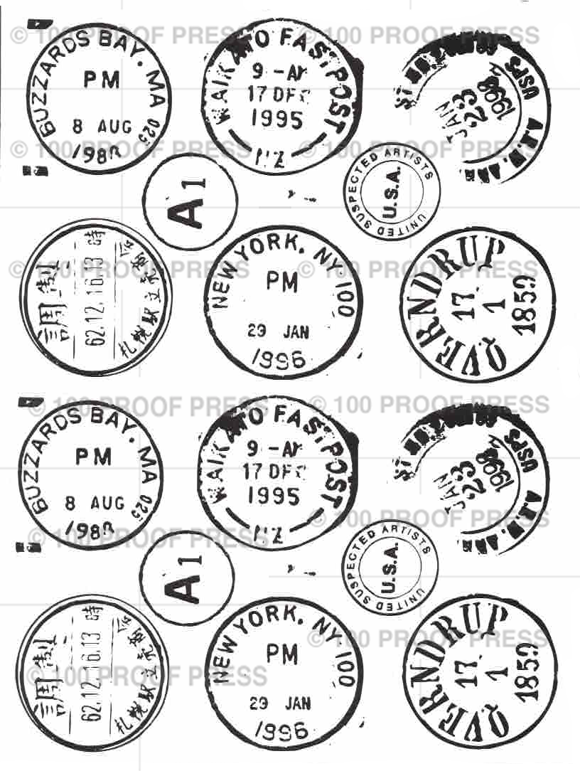 MaV107 Large Postal Cancellations Full Unmounted Sheet of Rubber Cancellations