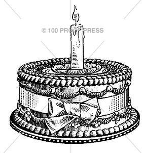 3307 Beribboned Cake, 1 Candle