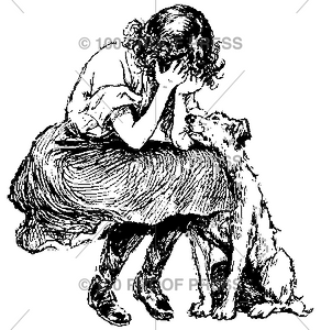 3931 Crying Girl and Her Dog