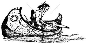 4453 Indian Fishing From Canoe