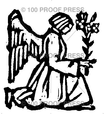 4543 Woodblock Angel Offering Lily, Left