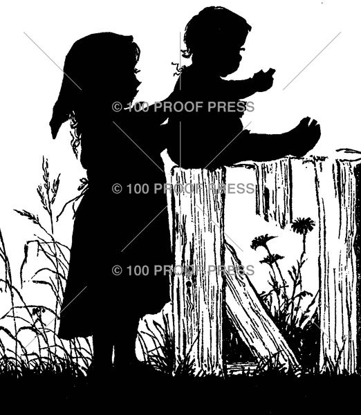 6471 Girl with Baby on Fence